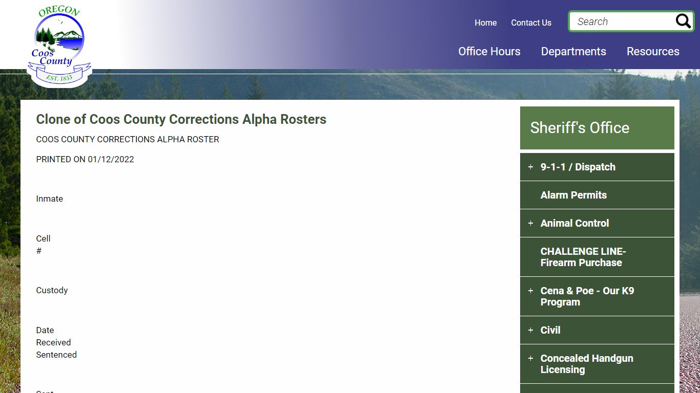 Clone of Coos County Corrections Alpha Rosters
